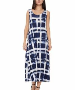 Plus Size Jostar Women's Stretchy Tank Long Dress Sleeveless Plus Print, 700BN-TXP-W216