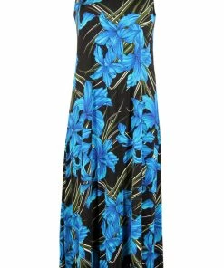 Plus Size Jostar Women's Stretchy Tank Long Dress Sleeveless Plus Print, 700BN-TXP-W683