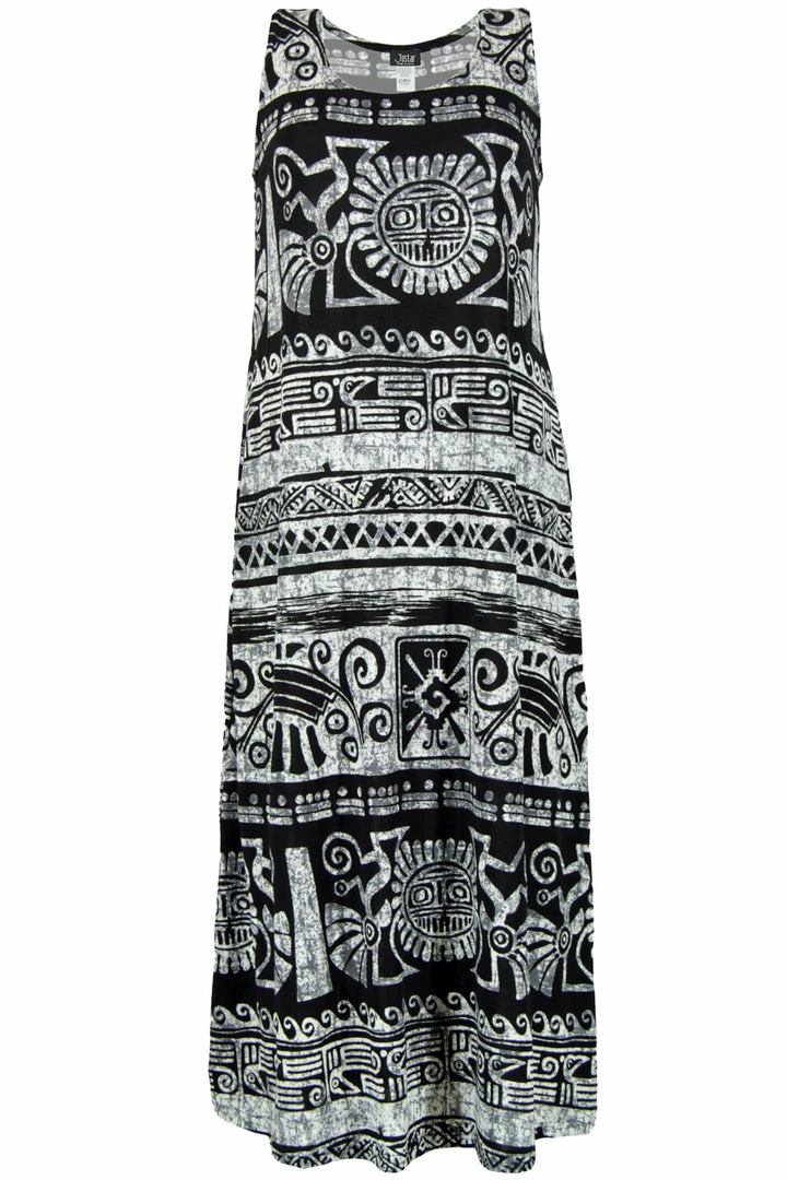 Jostar Women's Stretchy Tank Long Dress Sleeveless Plus Print, 700BN-TXP-W901