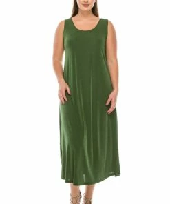 Jostar Women's Stretchy Tank Long Dress Sleeveless Plus Size, 700BN-TX