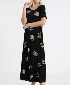 Jostar Women's Stretchy Long Dress Short Sleeve Print-702BN-SRP1-W036