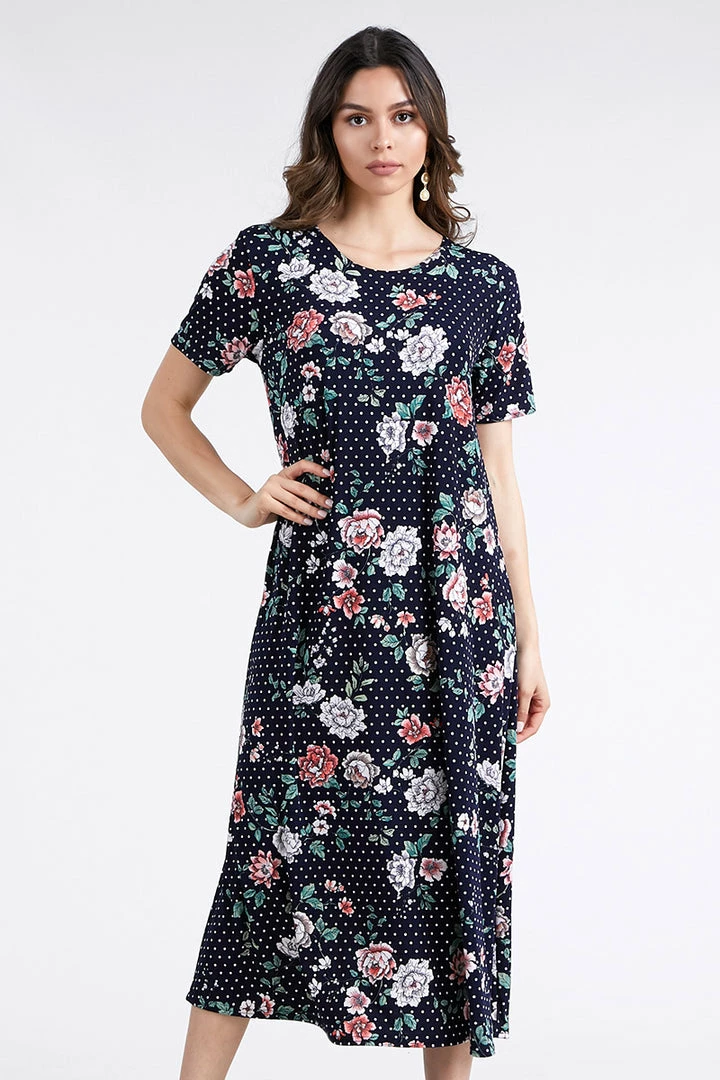 Jostar Stretchy Long Dress Short Sleeve Plus-702BN-SXP-W211