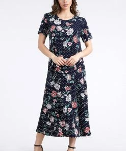 Jostar Stretchy Long Dress Short Sleeve Plus-702BN-SXP-W211
