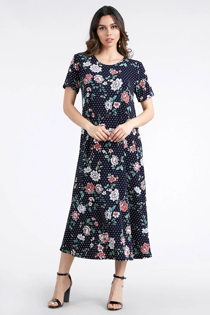 Jostar Women's Stretchy Long Dress Short Sleeve Plus Plus-702BN-SXP-W211 Plus Size