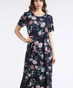 Jostar Women's Stretchy Long Dress Short Sleeve Plus Plus-702BN-SXP-W211 Plus Size