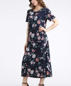 Jostar Women's Stretchy Long Dress Short Sleeve Plus Plus-702BN-SXP-W211 Plus Size