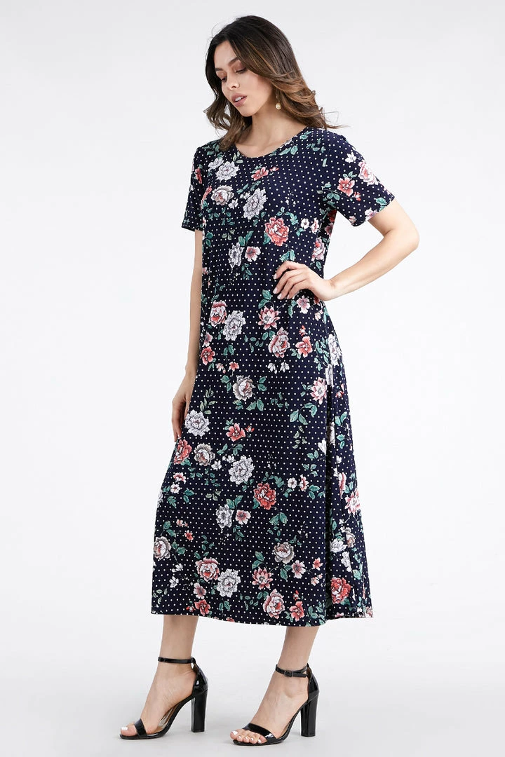 Jostar Women's Stretchy Long Dress Short Sleeve Plus Plus-702BN-SXP-W211 Plus Size