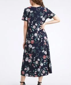 Jostar Women's Stretchy Long Dress Short Sleeve Plus Plus-702BN-SXP-W211 Plus Size