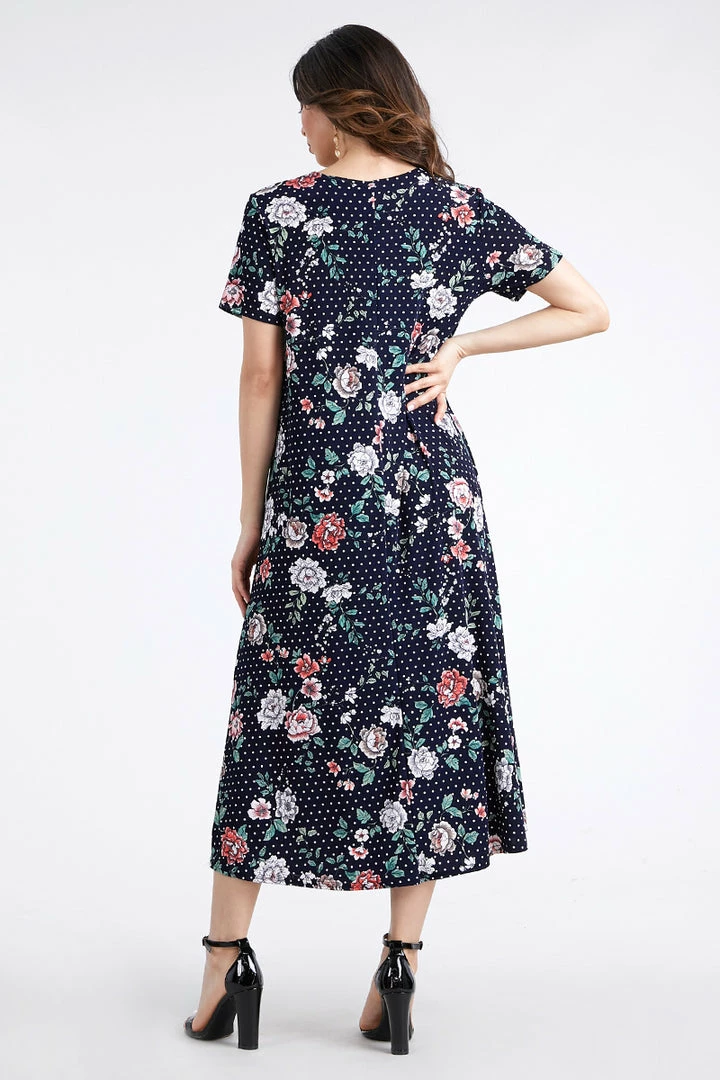 Jostar Women's Stretchy Long Dress Short Sleeve Plus Plus-702BN-SXP-W211 Plus Size