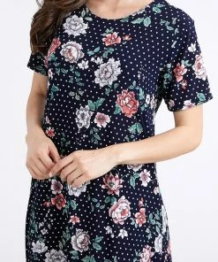 Jostar Women's Stretchy Long Dress Short Sleeve Print-702BN-SRP1-W211