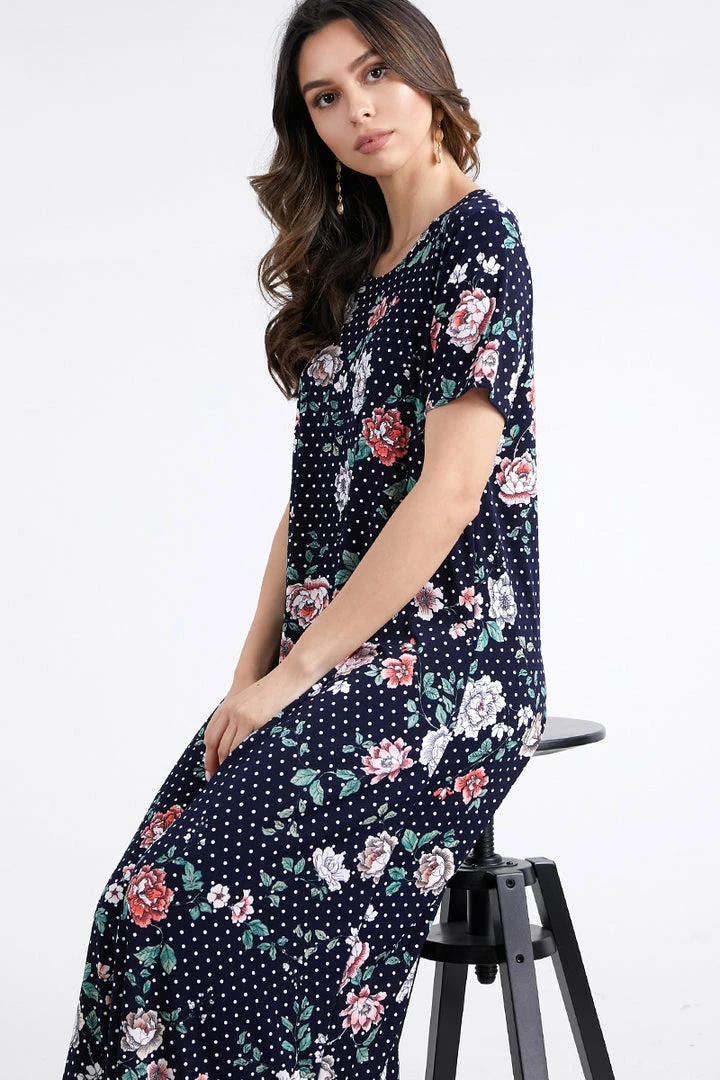 Jostar Women's Stretchy Long Dress Short Sleeve Plus Plus-702BN-SXP-W211 Plus Size