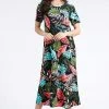 Jostar Women's Stretchy Long Dress Short Sleeve Print-702BN-SRP1-W212