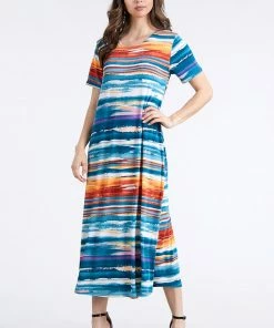 Jostar Women's Stretchy Long Dress Short Sleeve Plus Plus, 702BN-SXP-W213 Plus Size