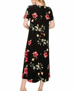 Dresses Jostar Women's Stretchy Long Dress Short Sleeve Print-702BN-SRP1-W215