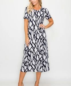 Long Length Jostar Women's Stretchy Long Dress Short Sleeve Print-702BN-SRP1-W225