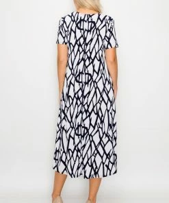 Long Length Jostar Women's Stretchy Long Dress Short Sleeve Print-702BN-SRP1-W225