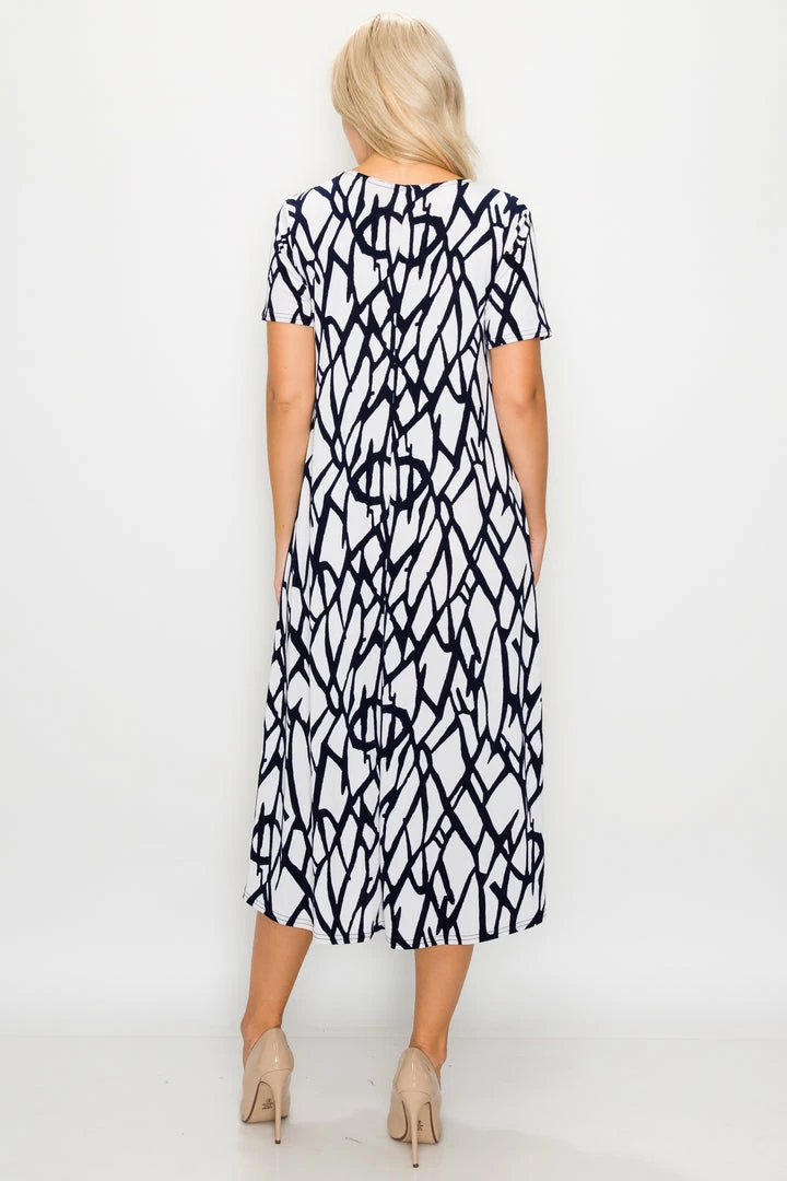 Long Length Jostar Women's Stretchy Long Dress Short Sleeve Print-702BN-SRP1-W225