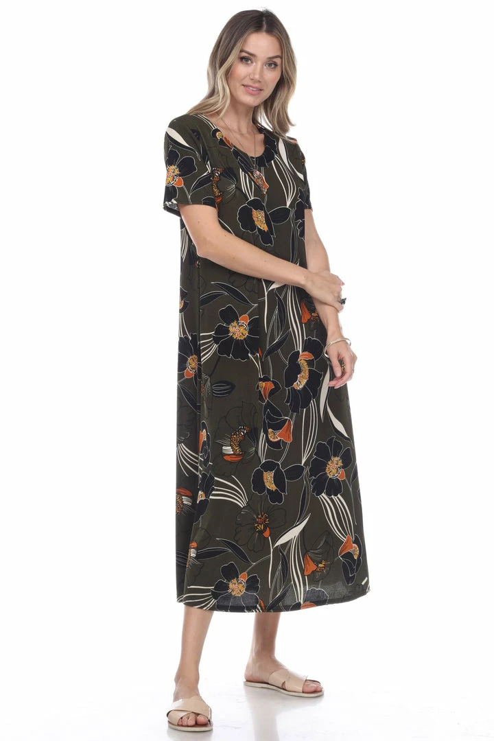 Plus Size Jostar Women's Stretchy Long Dress Short Sleeve Plus Plus, 702BN-SXP1-W239