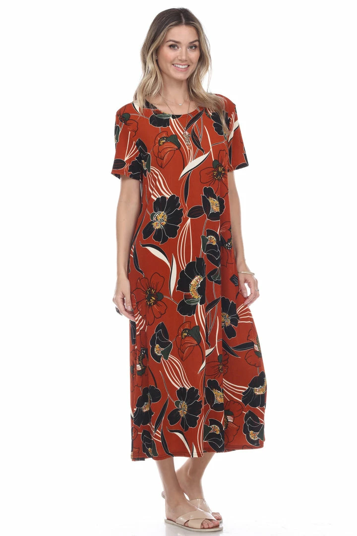 Plus Size Jostar Women's Stretchy Long Dress Short Sleeve Plus Plus, 702BN-SXP1-W239