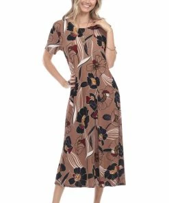 Plus Size Jostar Women's Stretchy Long Dress Short Sleeve Plus Plus, 702BN-SXP1-W239