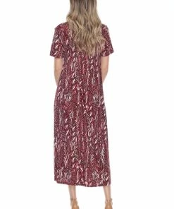 Jostar Women's Stretchy Long Dress Short Sleeve Print-702BN-SRP1-W247 Long Length