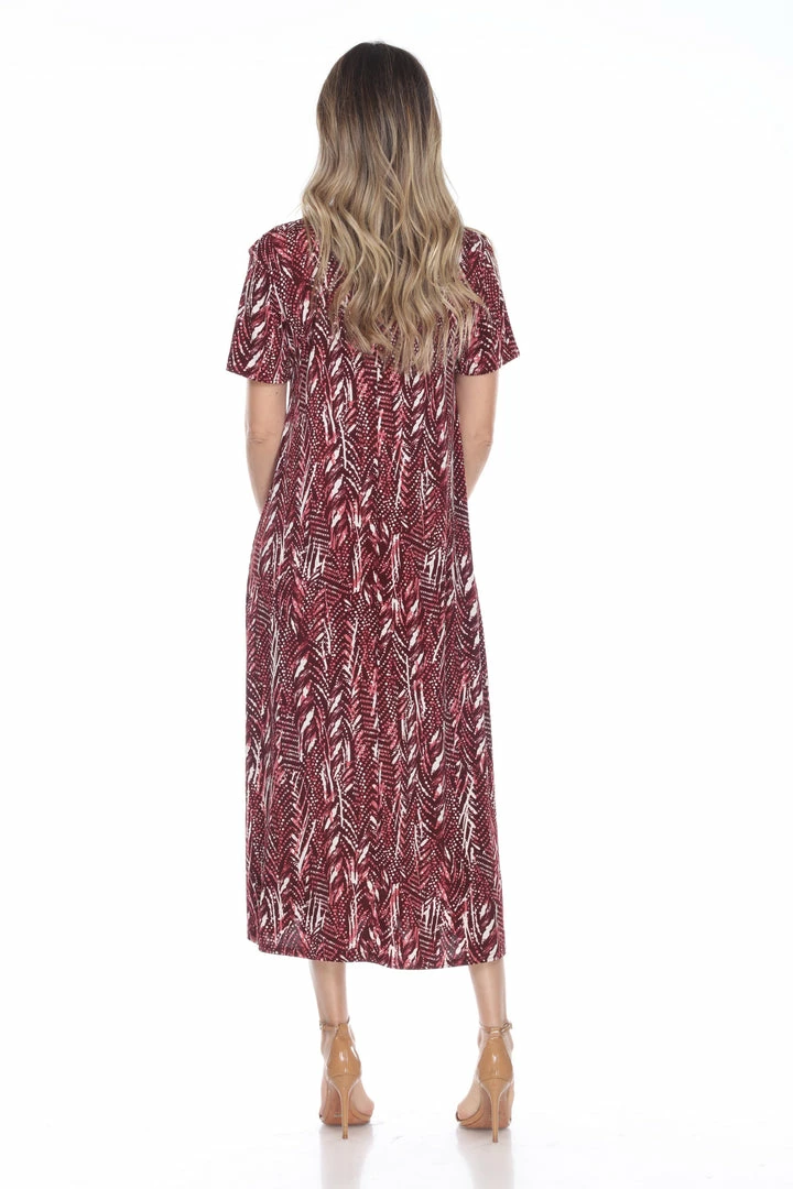 Jostar Women's Stretchy Long Dress Short Sleeve Print-702BN-SRP1-W247 Long Length