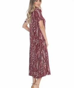 Jostar Women's Stretchy Long Dress Short Sleeve Print-702BN-SRP1-W247 Long Length