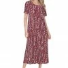 Jostar Women's Stretchy Long Dress Short Sleeve Print-702BN-SRP1-W247 Long Length