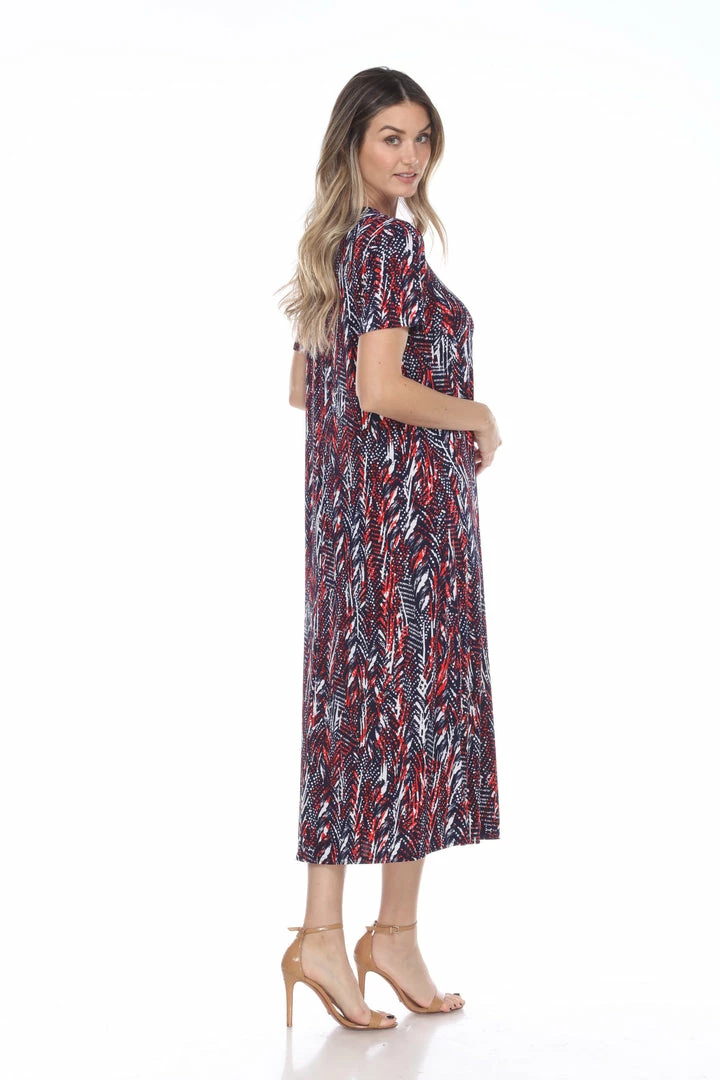 Jostar Women's Stretchy Long Dress Short Sleeve Print-702BN-SRP1-W247 Long Length