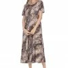 Jostar Women's Stretchy Long Dress Short Sleeve Print-702BN-SRP1-W248
