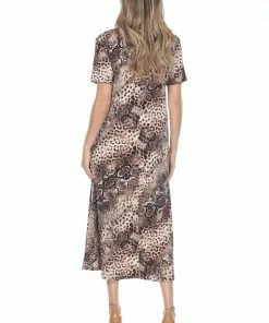 Jostar Women's Stretchy Long Dress Short Sleeve Print-702BN-SRP1-W248