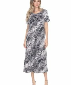 Jostar Women's Stretchy Long Dress Short Sleeve Print-702BN-SRP1-W248