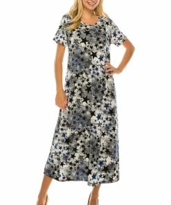 Plus Size Jostar Women's Stretchy Long Dress Short Sleeve Plus Plus-702BN-SXP1-W274