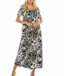 Plus Size Jostar Women's Stretchy Long Dress Short Sleeve Plus Plus-702BN-SXP1-W274