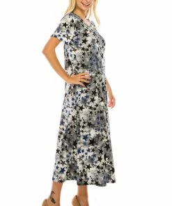 Plus Size Jostar Women's Stretchy Long Dress Short Sleeve Plus Plus-702BN-SXP1-W274