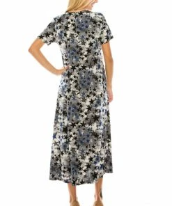 Plus Size Jostar Women's Stretchy Long Dress Short Sleeve Plus Plus-702BN-SXP1-W274