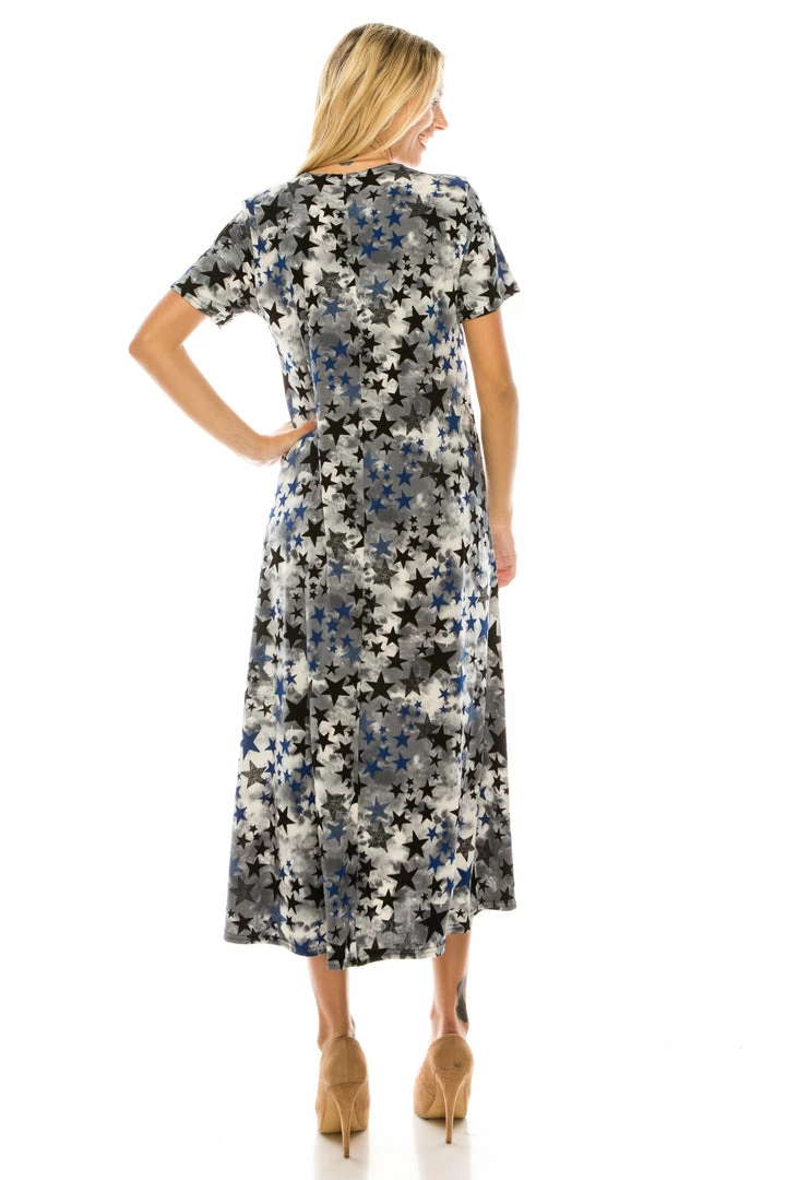 Plus Size Jostar Women's Stretchy Long Dress Short Sleeve Plus Plus-702BN-SXP1-W274