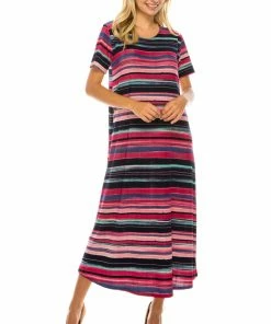 Jostar Women's Stretchy Long Dress Short Sleeve Plus Plus-702BN-SXP-W275 Plus Size