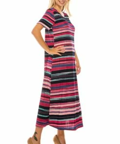 Jostar Women's Stretchy Long Dress Short Sleeve Print-702BN-SRP1-W275 Dresses