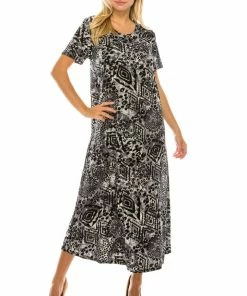 Jostar Women's Stretchy Long Dress Short Sleeve Plus Plus-702BN-SXP-W277