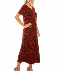 Dresses Jostar Women's Stretchy Long Dress Short Sleeve Print-702BN-SRP1-W277