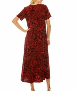 Dresses Jostar Women's Stretchy Long Dress Short Sleeve Print-702BN-SRP1-W277
