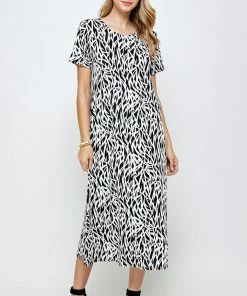 Jostar Women's Stretchy Long Dress Short Sleeve Print-702BN-SRP1-W289 Dresses