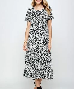 Jostar Plus Size Stretchy Long Dress Short Sleeve Plus Plus-702BN-SXP-W289