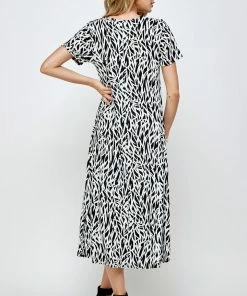 Jostar Women's Stretchy Long Dress Short Sleeve Print-702BN-SRP1-W289 Dresses