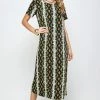 Long Length Jostar Women's Stretchy Long Dress Short Sleeve Print-702BN-SRP1-W290