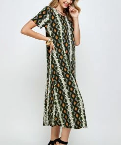 Plus Size Jostar Women's Stretchy Long Dress Short Sleeve Plus Plus- 702BN-SXP-W290