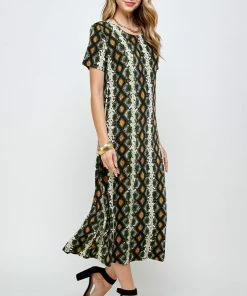 Plus Size Jostar Women's Stretchy Long Dress Short Sleeve Plus Plus- 702BN-SXP-W290