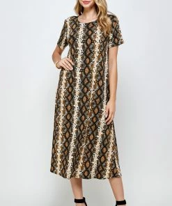 Long Length Jostar Women's Stretchy Long Dress Short Sleeve Print-702BN-SRP1-W290