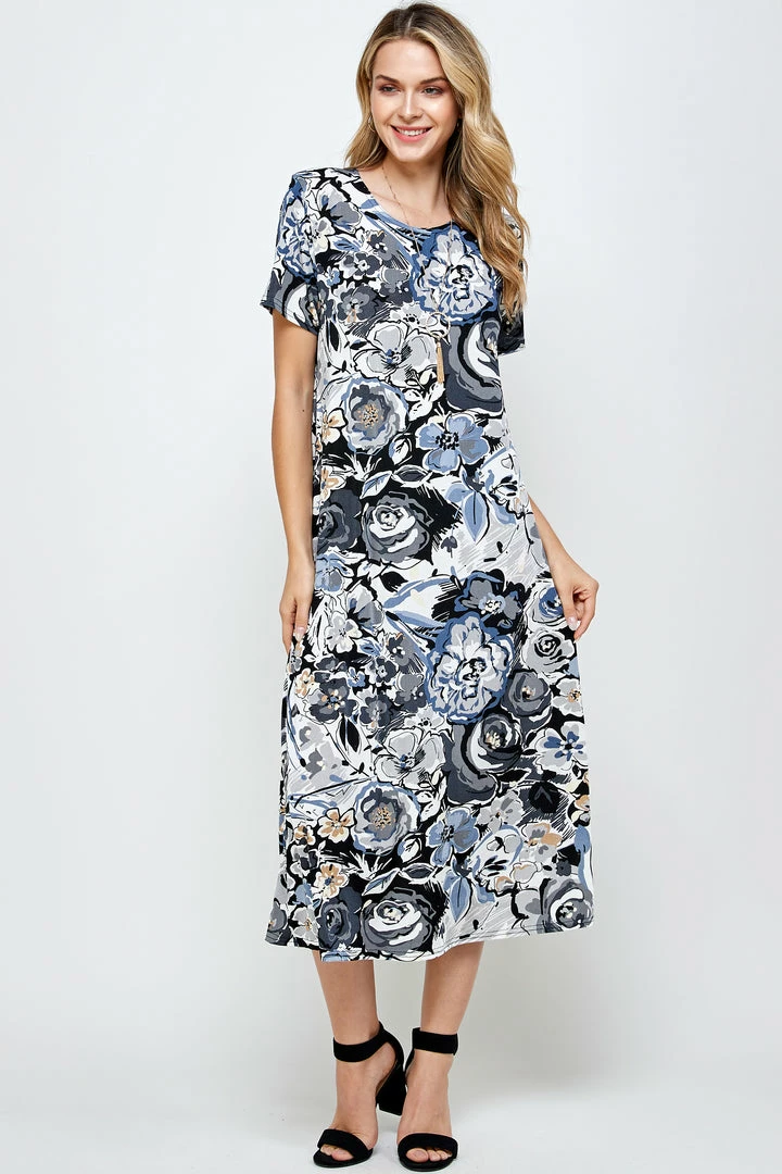 Jostar Online Plus Size Jostar Women's Stretchy Long Dress Short Sleeve Plus Plus-702BN-SXP-W293